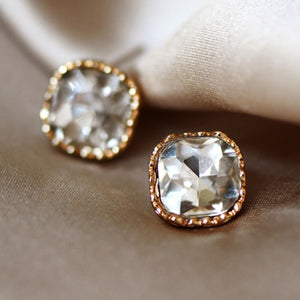 Clear Crystal Square Stud Earrings