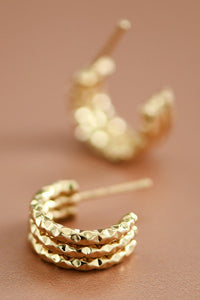 Gold Dipped Hammered Hoops