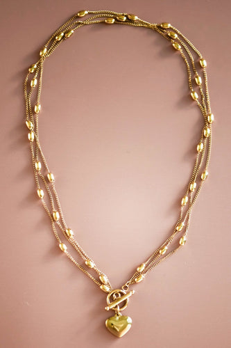 Gold Dipped Beaded Heart Necklace