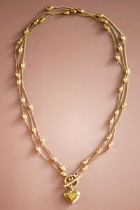 Gold Dipped Beaded Heart Necklace