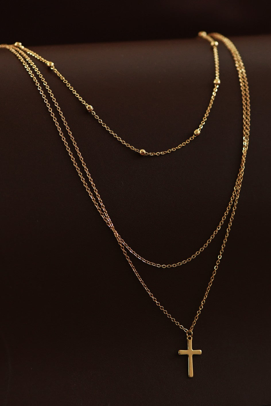 Gold Multi Chain Cross Necklace