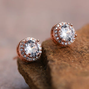 Rose Gold Round Stud Earrings