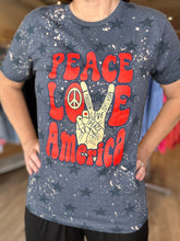 Load image into Gallery viewer, Peace Love America Bleached Tee