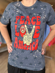 Peace Love America Bleached Tee