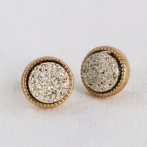 Gold Stone Stud Earrings