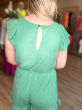 Load image into Gallery viewer, Green Solid Ruffled Romper