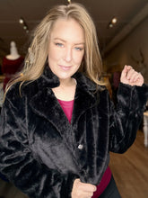 Load image into Gallery viewer, Black Faux Fur Jacket