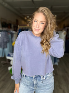 Dusty Blue Cropped Crewneck Sweatshirt