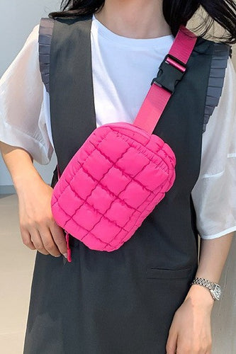 Fuchsia Puffer Quilted Sling Bag