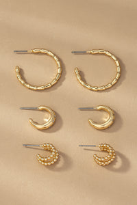 Gold Trio Multi Hoop Earrings