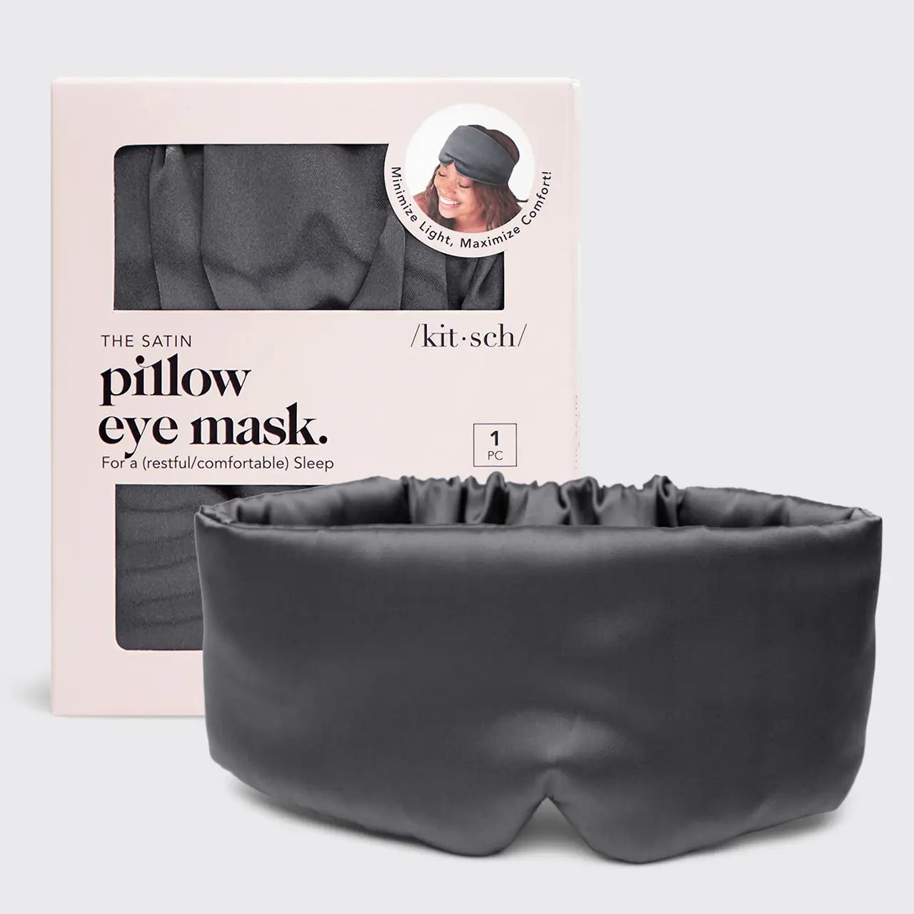 Kitsch®️ Charcoal Satin Pillow Eye Mask