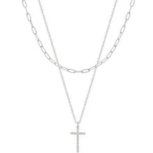 Load image into Gallery viewer, Gold Layered Rhinestone Cross Necklace