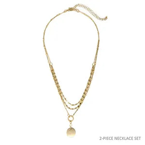 Gold Chain Coin Layered Necklace