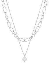 Load image into Gallery viewer, Silver Link Chain &amp; Pearl Necklace