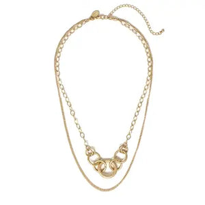 Gold Linked Double Chain Necklace