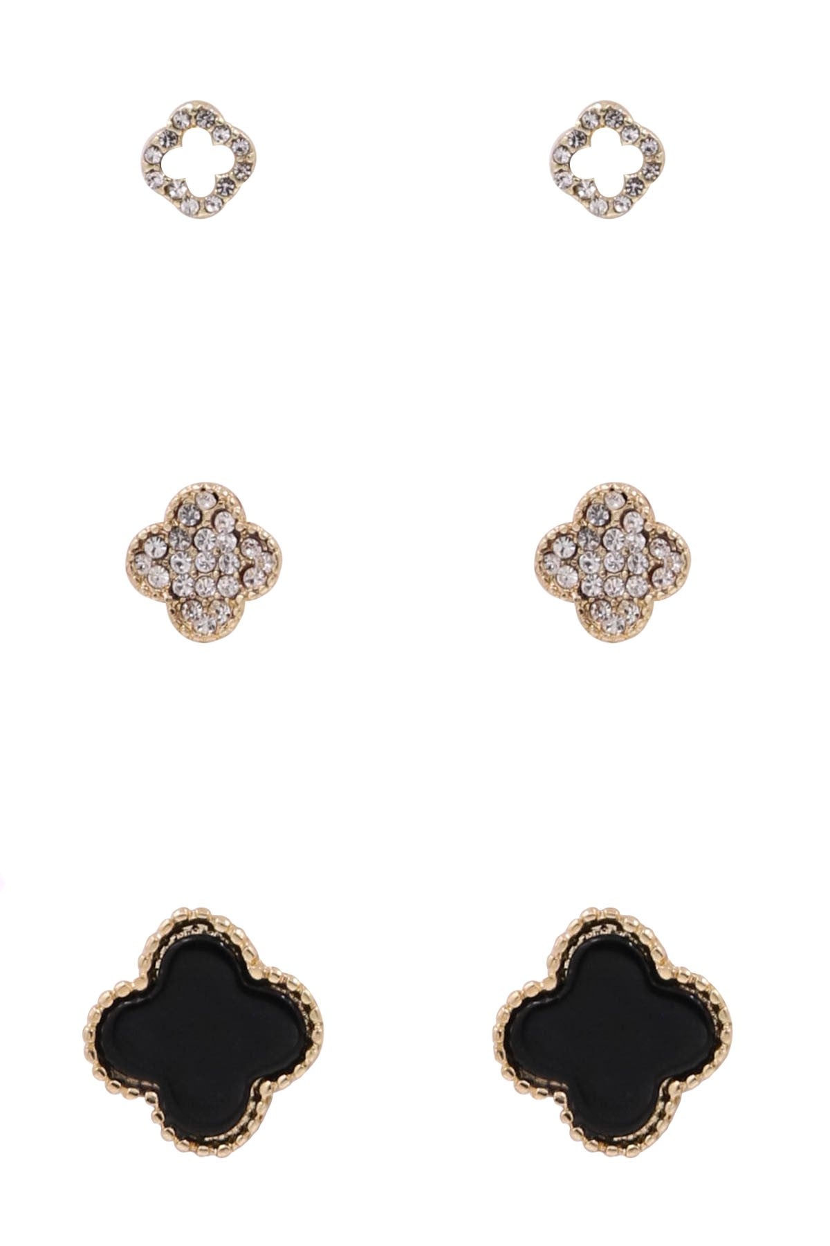 Black Clover Rhinestone Earrings Set