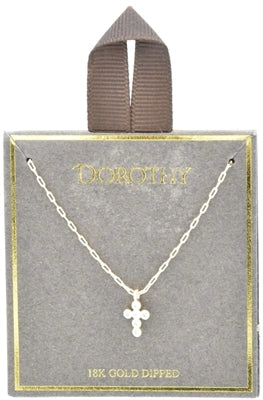 Gold Rhinestone Cross Necklace