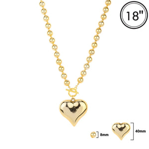 Gold Beaded Heart Necklace
