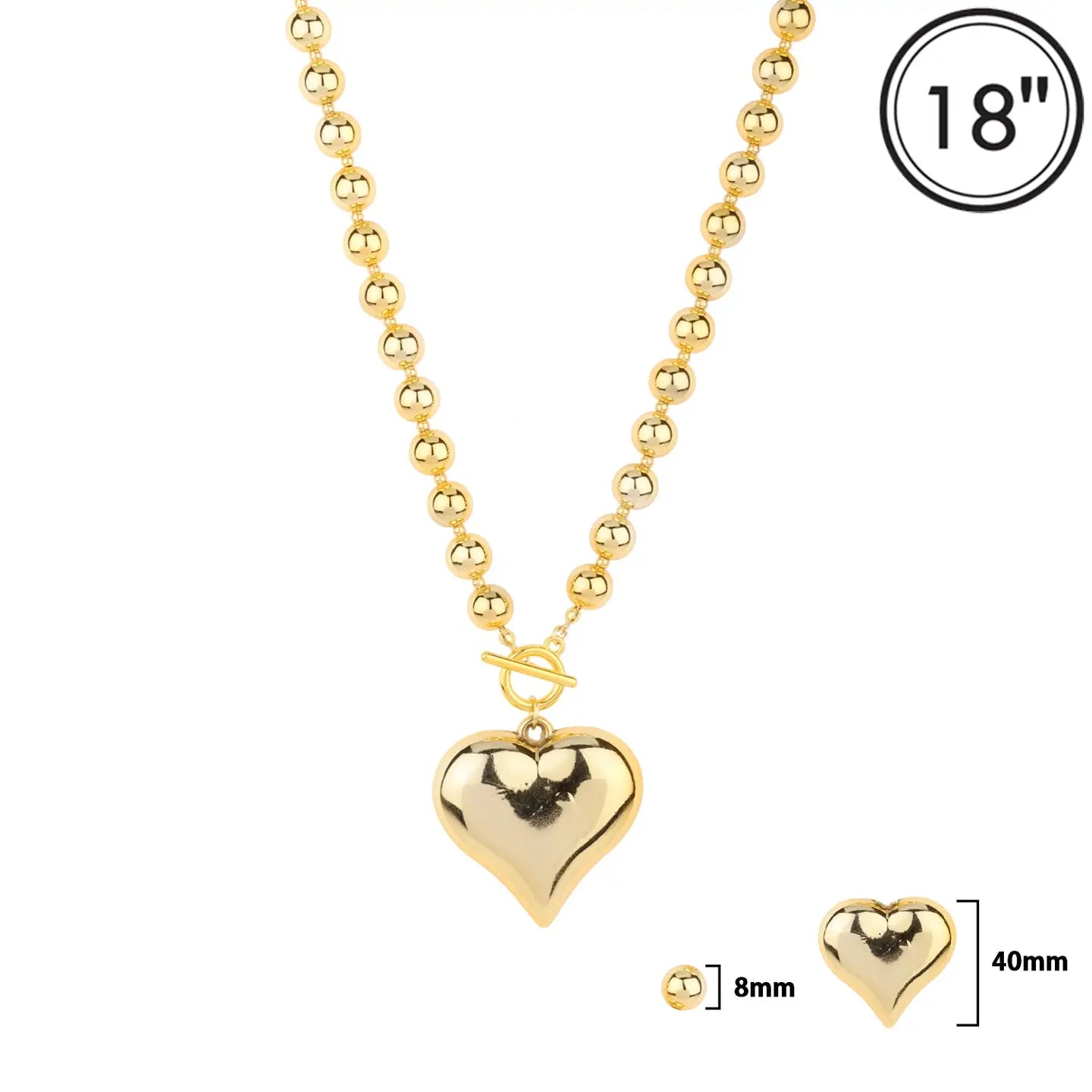 Gold Beaded Heart Necklace