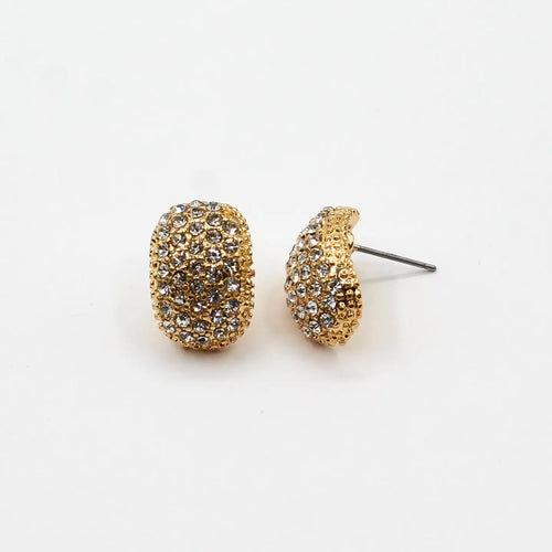 Gold Pave Curved Stud Earrings