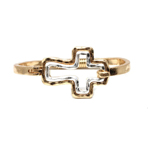Gold Cross Hinge Bracelet