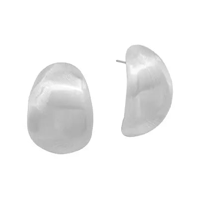 Matte Silver Rounded Earrings