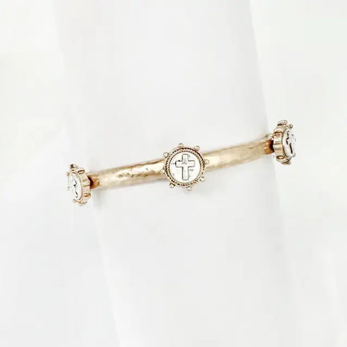 Gold Stamped Cross Bracelet