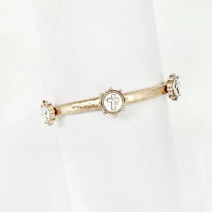 Gold Stamped Cross Bracelet
