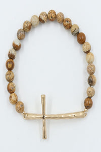 Stone Beaded Cross Charm Bracelets