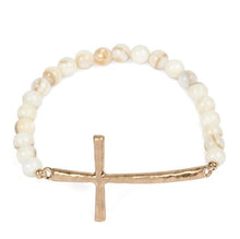 Load image into Gallery viewer, Stone Beaded Cross Charm Bracelets