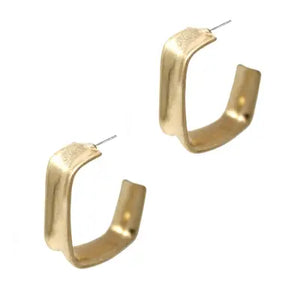 Hammered Gold Square Earrings