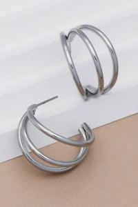 Silver Tri-Hoop Earrings