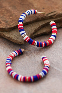 Patriotic Multi Colored Hoop Earrings