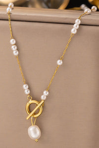 Gold & Pearl Chain Toggle Necklace