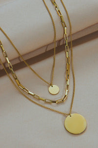 Gold Multi Layered Disc Necklace