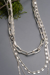 Silver Chunky Four Chain Necklace