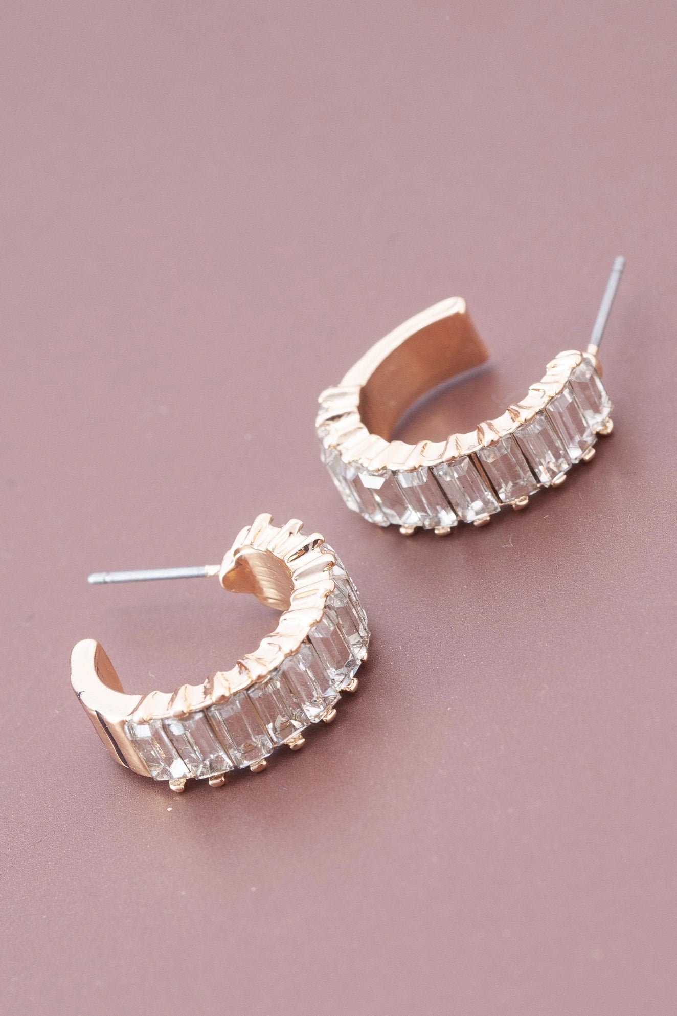 Gold Baguette Hoop Earrings