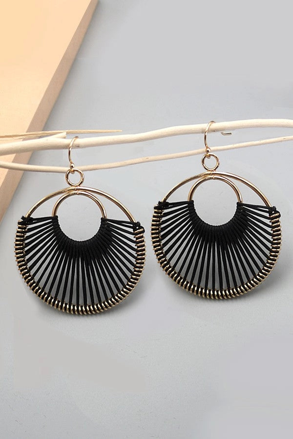 Black Drop String Earrings