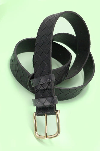 Black Braided Grid Belt