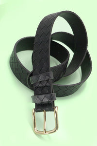 Black Braided Grid Belt