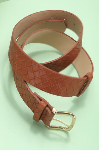 Brown Braided Grid Belt