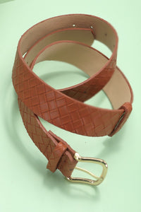 Brown Braided Grid Belt