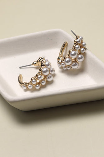 Pearl Double Row Hoop Earrings