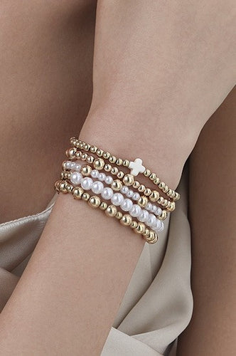 Gold Multi Pearl Chain Bracelet