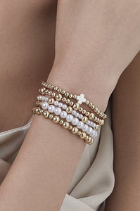 Gold Multi Pearl Chain Bracelet