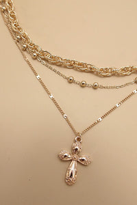 Gold Multilayer Cross Pendant Necklace