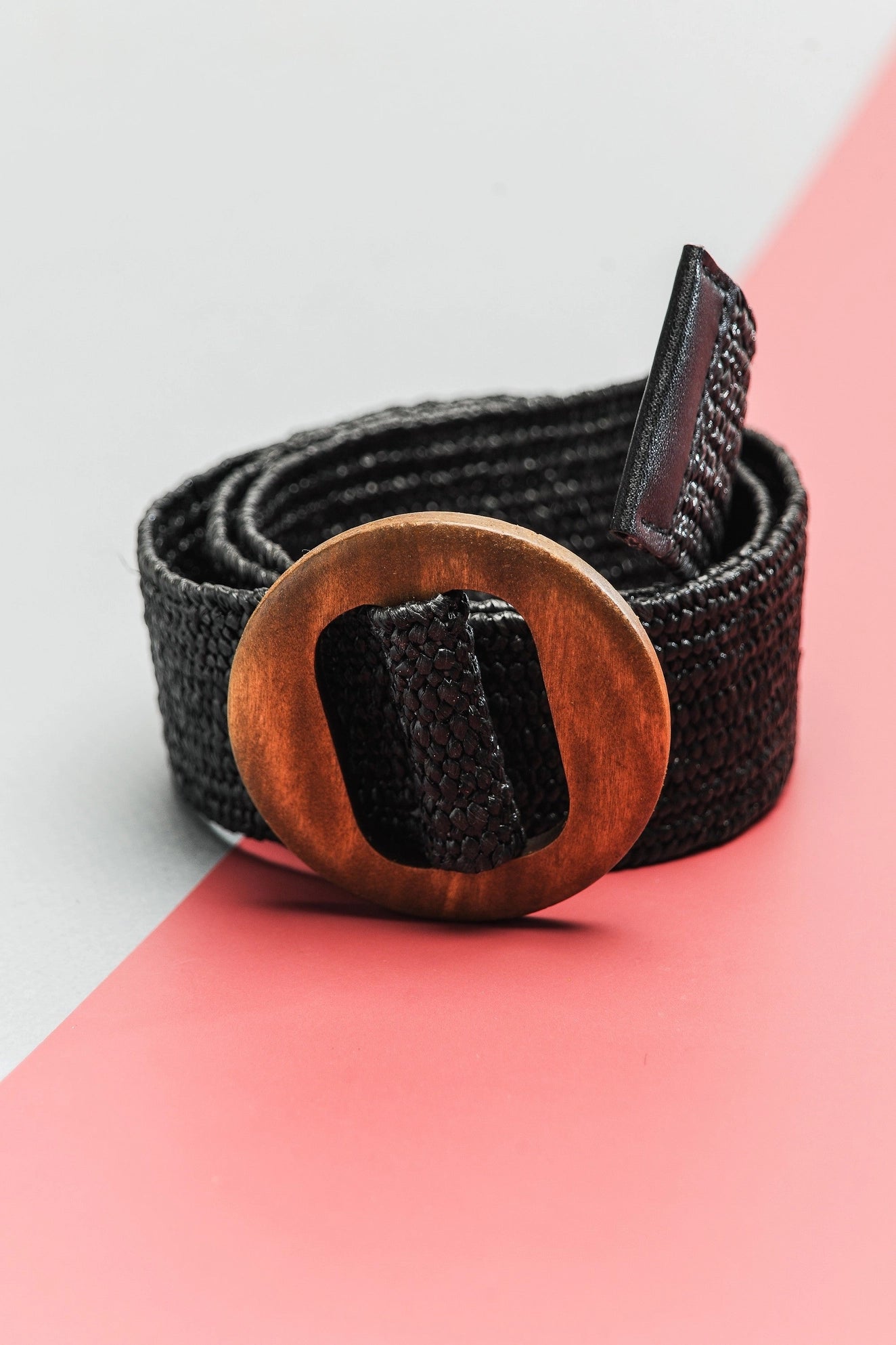 Black Wooden Buckle Belt