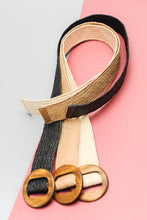 Load image into Gallery viewer, Black Wooden Buckle Belt