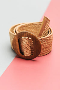 Tan Wooden Buckle Belt