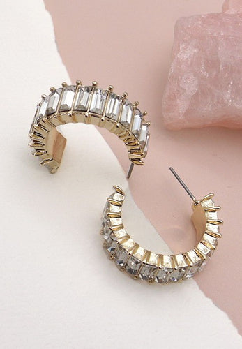 Gold Baguette Hoops